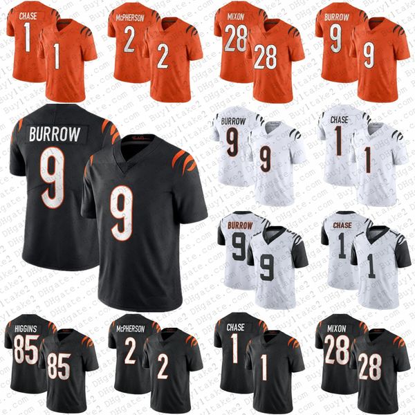 

jersey 9 joe burrow cin 1 ja'marr jamarr chase mens bengal football 85 tee higgins''nfl''jerseys 2 evan mcpherson 2, Black;red