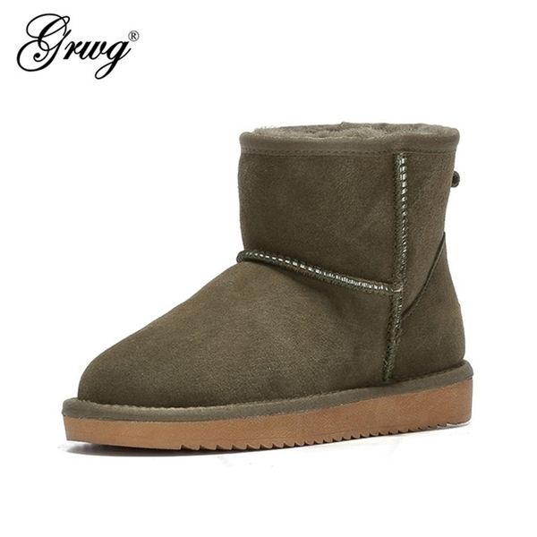 

boots arrival genuine leather australia classic women snow 's cow ankle plus size winter shoes 220914, Black