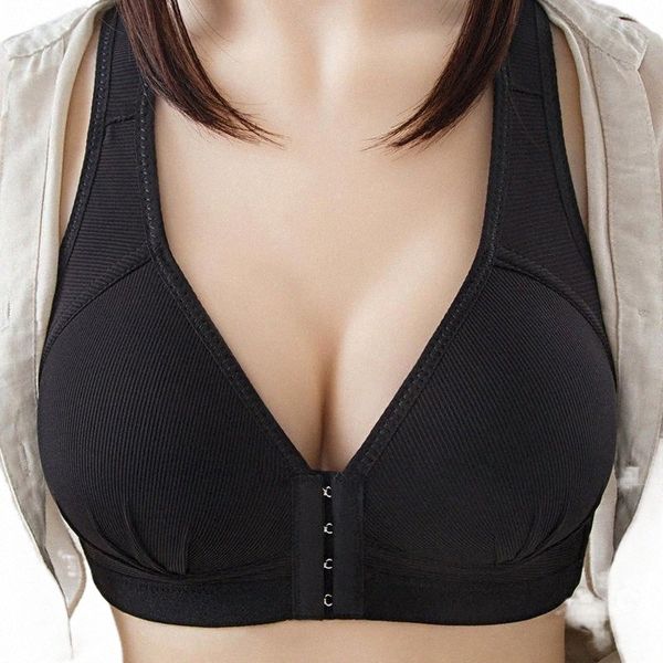

arrival front button plus size bra breathable thin no rim underwear women gather adjustment type bras w6d7#, Red;black