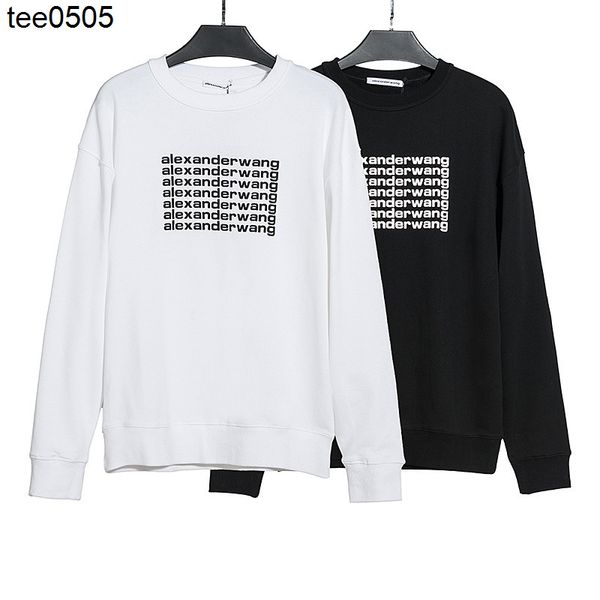 

round neck foam letter printing loose pullover sweater men's and women's fashion top, Black