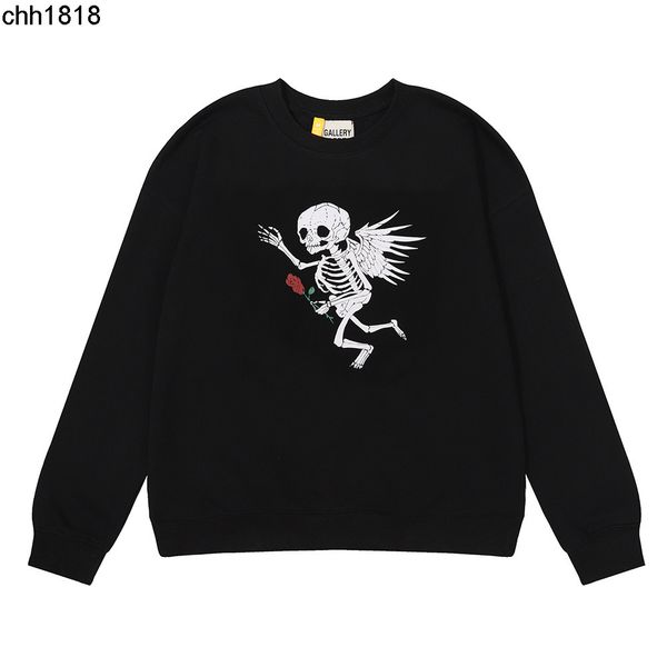 

meichao galery dept angel skull wings rose gold gog heavy terry round neck sweater, Black