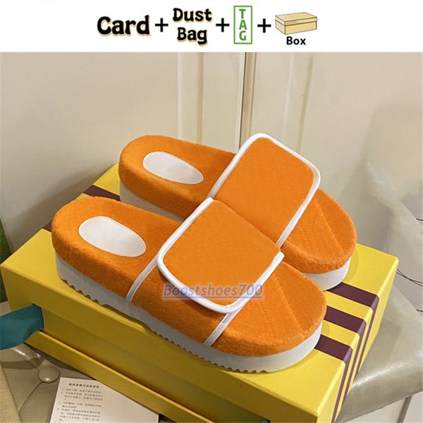 

2022platform slippers cotton sponge magic tape beach sandals embossed shoes orange black white men women designer shoes summer slides