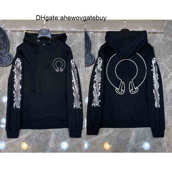 

mens classic fashion luxury zipper ch hoodies designer sweatshirts horseshoe sanskrit cross print pullover hooded sweater woman oiub, Black