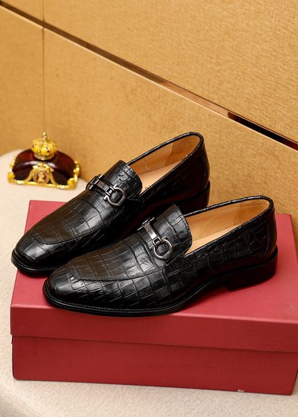 

new men's genuine leather platform dress shoes fashion formal brand wedding party oxfords mens slip on business flats size 38-45, Black