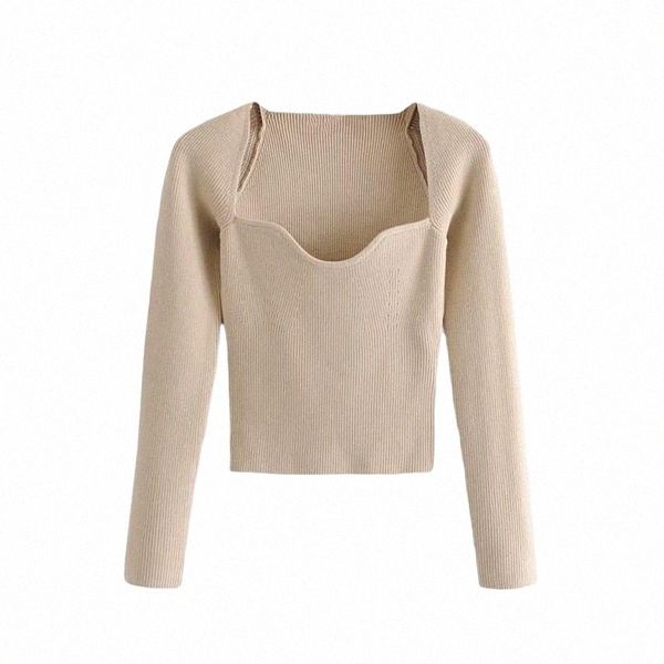 

nsz women heart collar tight slim crop sweater knit pullover long sleeve base knitwear jersey jumper pull femme 154y#, White;black