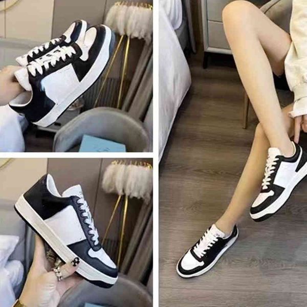 

brand casual shoes p family small white shoes women's 2022 summer new leather thick soled lovers' same triangle sneakers, Black