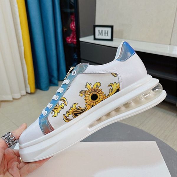 

four seasons casual white shoes leather contrast color thick sole sneakers size 38-44