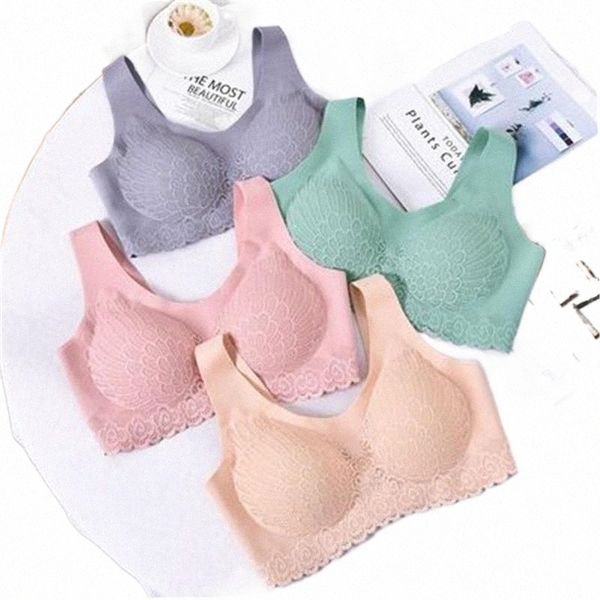 

bras latex sports underwear women's non-underwire non-trace thin style gathered vest type closing bra lace beauty back v7j7#, Red;black