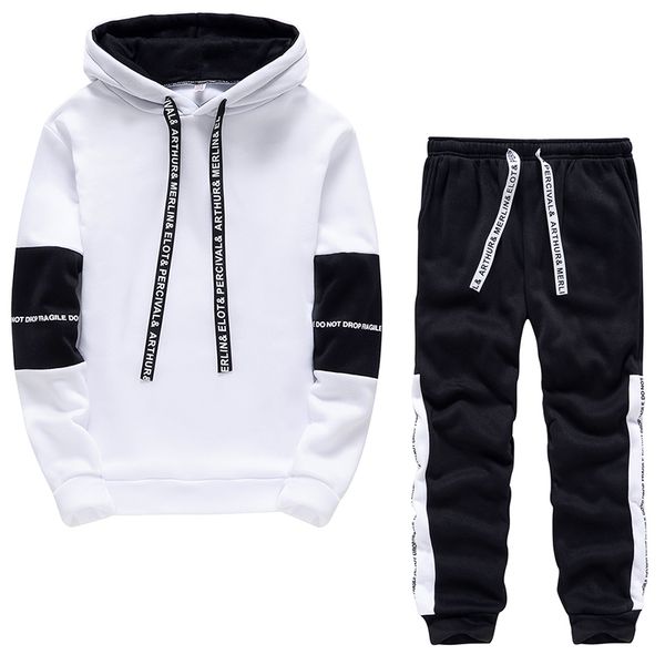 

mens tracksuits men tracksuit set autumn winter hoodies sweatshirt mens sportswear 2 pieces hoodies set casual pullover hoodies men clothing, Gray