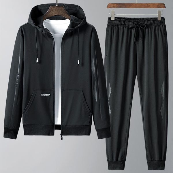 

mens tracksuits autumn hooded tracksuit men 2 piece set casual zipper jacketpants fashion sportswear mens spring jogging sweat sets 220915, Gray
