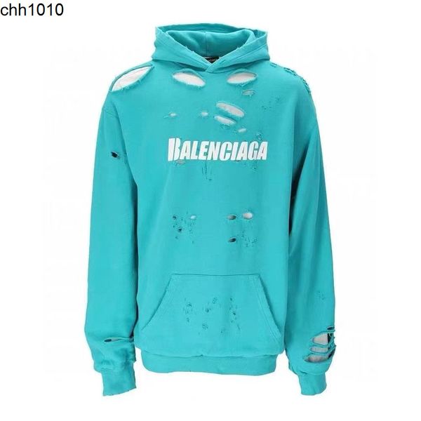 

fashion brand autumn and winter new style b home letters broken print perforated hooded sweaters for men and women loose versatile casual, Black