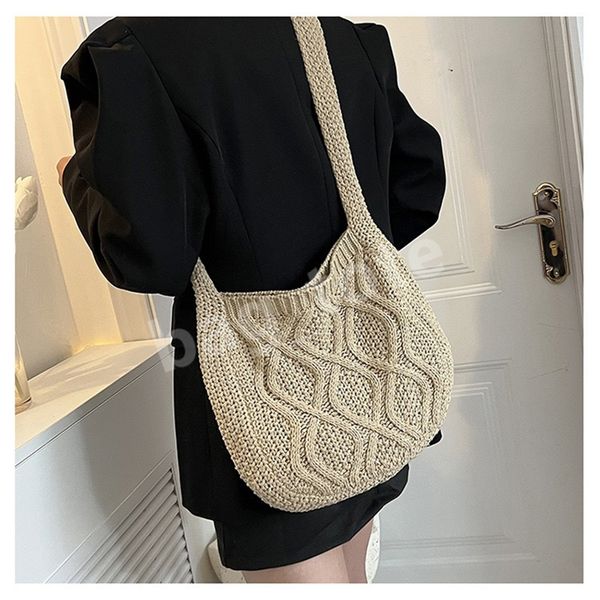 

hbp 2022 new women's knitted messenger bag solid color tote twist bag retro wallets 5 colors