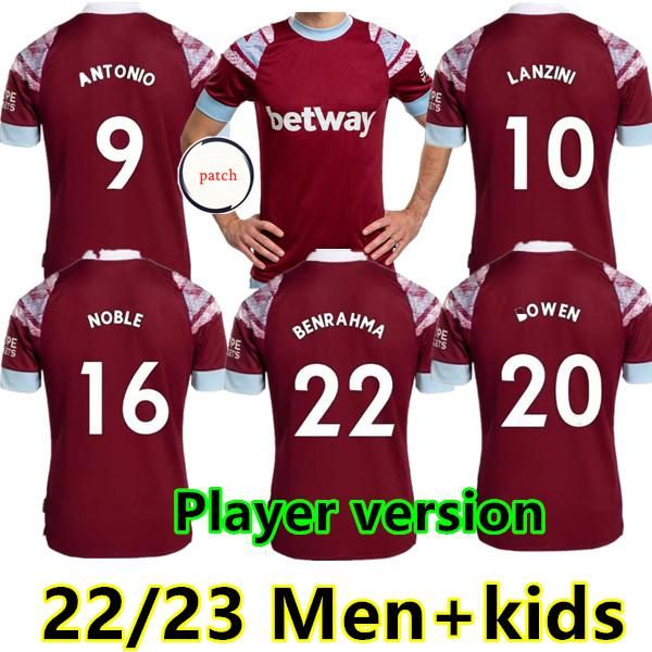 

soccer jerseys fans player 22 23 west hams bowen rice benrahma lanzini antonio yarmolenko noble fornals dawson vlasic soucek 2022 2023 jerse, Black;yellow