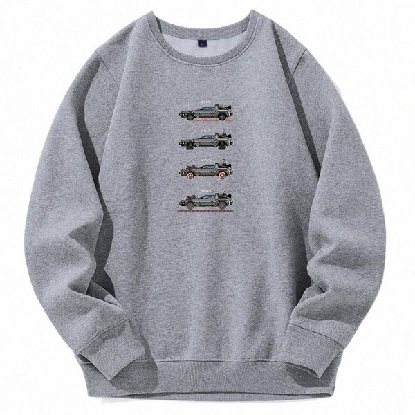 

men's hoodies & sweatshirts 2022 back to the future space car printing hoody comfortable casual streetwear warm brand hoodie large size, Black