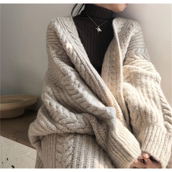 

women's knits tees lmq women korean casual long sweater cardigan soft comfortable solid size loose long sleeve female bat sleeve knitte, White