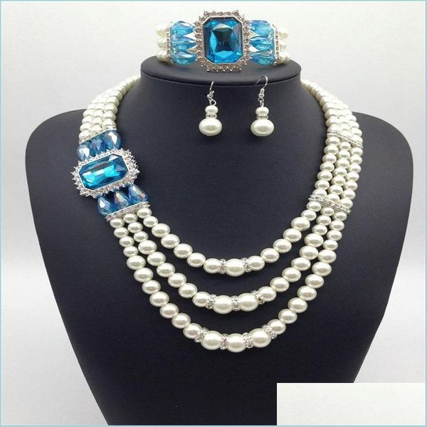 

wedding jewelry sets wedding jewelry sets romantic pearl necklace platinum plated clear rhinestone trendy mti layer for women party g dhh6r, Slivery;golden
