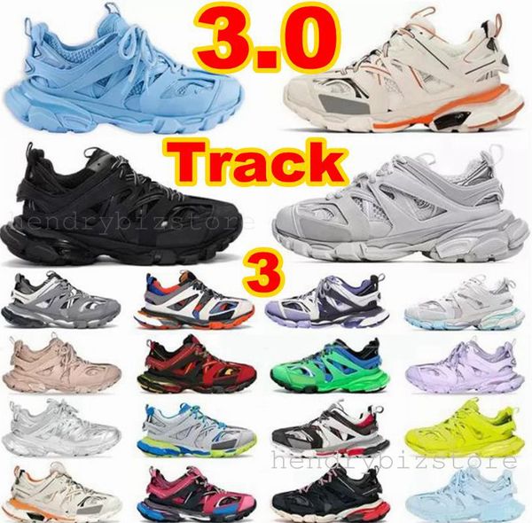 

track 3.0 mens womens running shoes 3s white triple black yellow white pink grey platform designer luxury tess gomma nylon printed sneakers