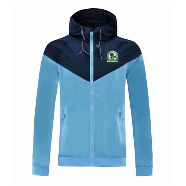 

2020 blackburn rovers fc hooded windbreaker jacket winter windproof zipper quick dry hoodies sportswear soccer jacket runnin238t, Black;red