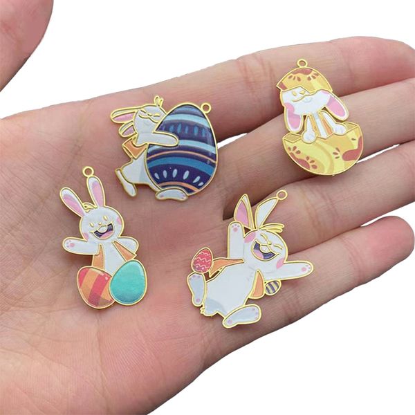 

stud pendant necklaces 6pcs 20 36mm easter egg and bunny rabbit charms cute diy earring accessories jewellery making accessory b7018 b7019 b, Golden;silver