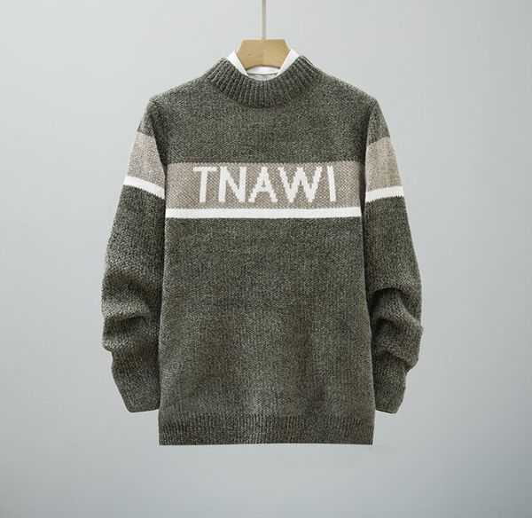 

men sweaters o-neck brand designer new sweater knit sweater classic comfortable versatile men's personality handsome -3xl, White;black