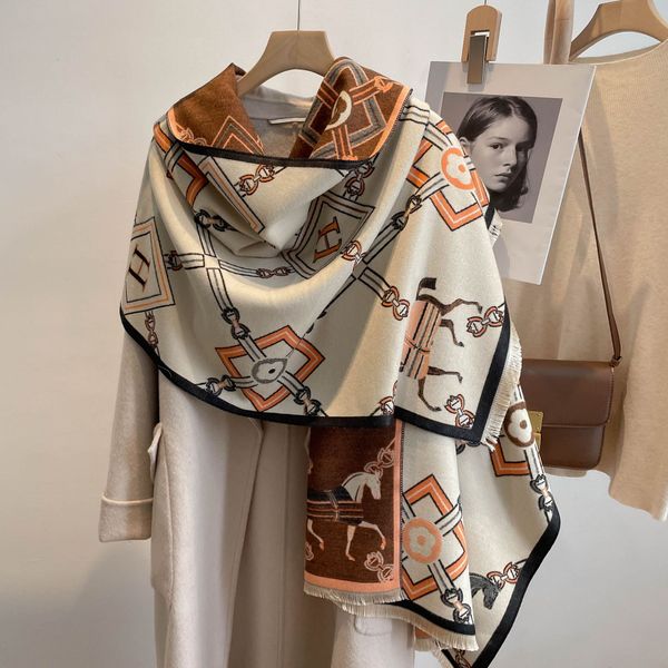 

winter popular cashmere scarf for women fashion floral designs scarf shawl high-grade soft thickening christmas gift 180x65cm, Blue;gray