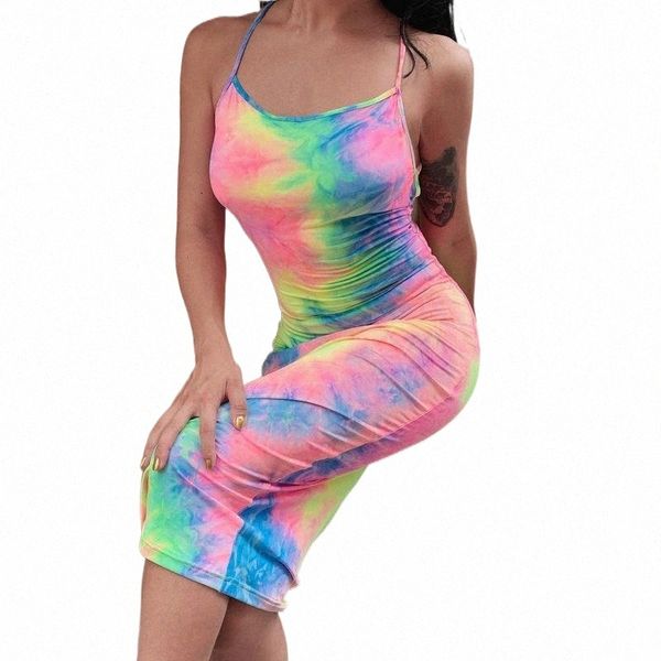 

tie dye slip backless 2021 summer autumn women fashion high waist slim party elegant bodycon midi dress c47u#, Black;gray