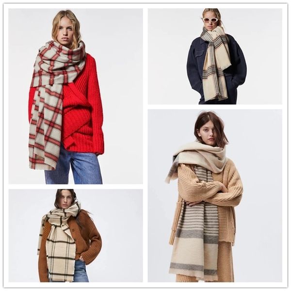 

scarves za home geometric jacquard cashmere women s scarf fashionable thickening in winter with double purpose external shawls 220914, Blue;gray