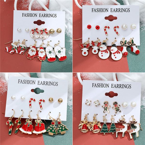 

dangle chandelier mode set anting anting menjuntai natal untuk wanita santa klaus pohon bel sarung tangan pernyataan menggantung pesta libur, Silver
