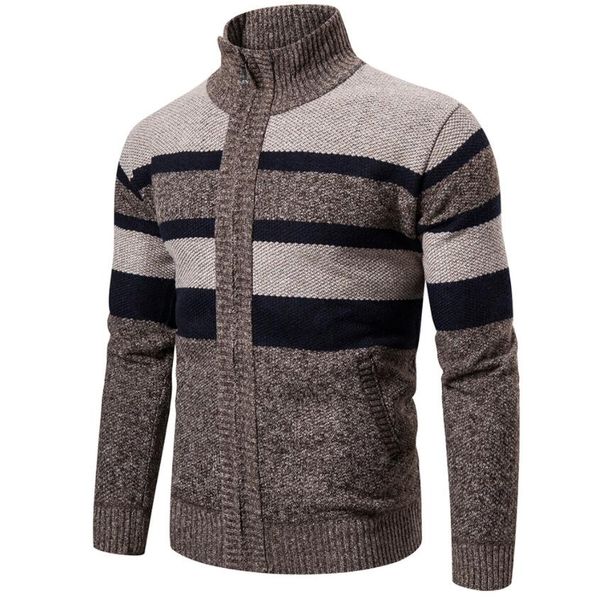 

men's sweater coat luxury balancai letter patchwork stripe cardigan zipper knitted sweater slim fit stand collar thick warm knit cardig, White;black