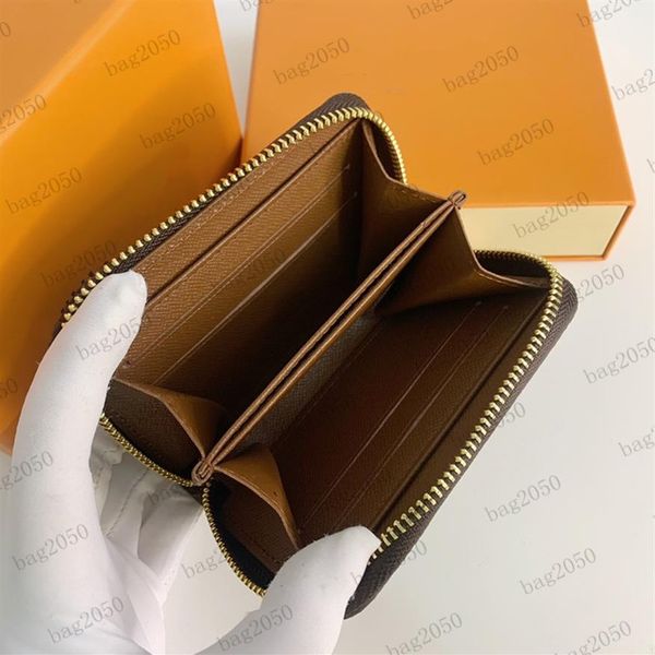 

men womens 4 colors card holder wallets zippy coin fashion casual short leather zipper purse 60067 designer wallet283c, Red;black