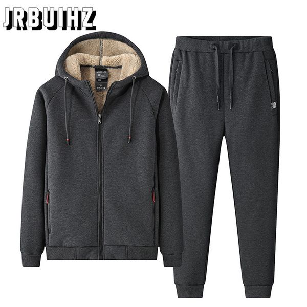 

mens tracksuits winter men fleece tracksuits mens thick warm hoodiessweatpants suit man hooded sweatshirt sets male oversize suits 6xl 8xl 2, Gray