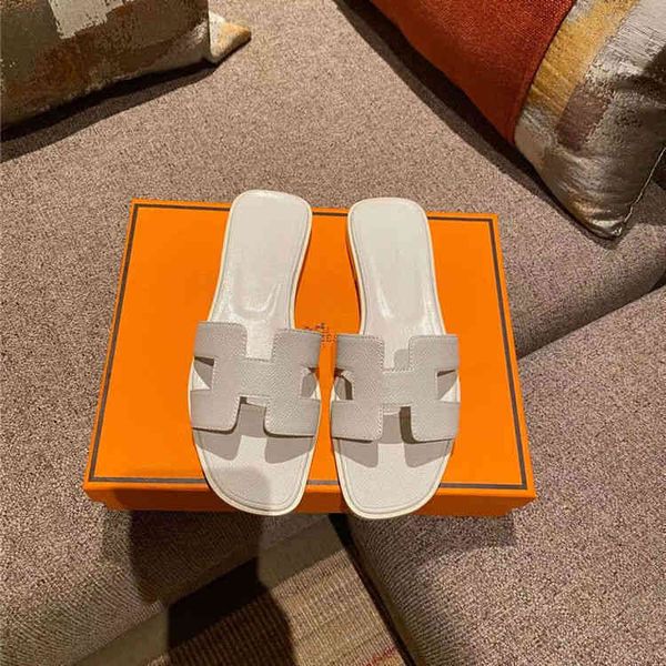 

herme dhl luxury h designer slippers herme slides high version h family women's 2022 summer new beach leather flat bottom sandals leisu, Black