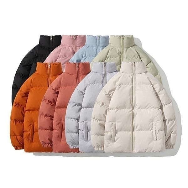 

mens down parkas winter cottonpadded clothes man stand collar full sleeve zipper thick warm solid color casual coats 220914, Black