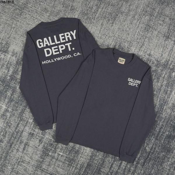 

correct version 2022 autumn and winter new galery dept wash used men's and women's long sleeve t-shirt bottoming shirt, White;black