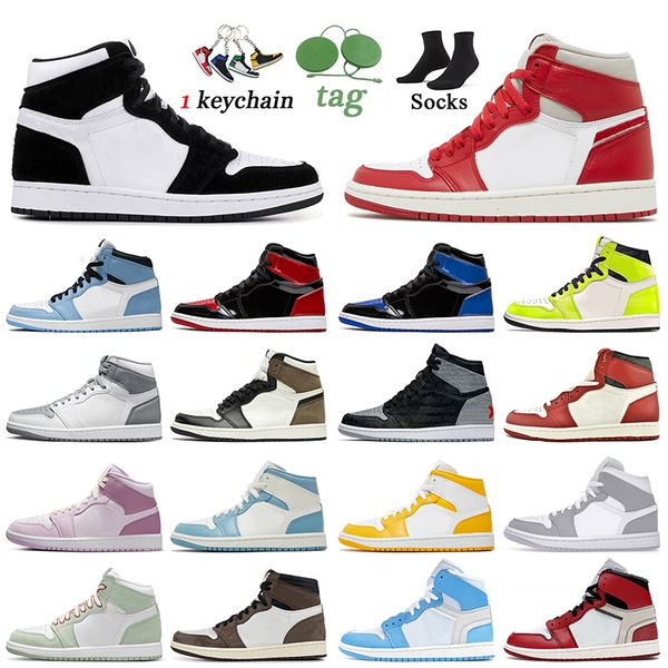 

2022 twist newstalgia chenille jumpman 1 basketball shoes 1s chicago reimagined jorden1s dark mocha visionaire university blue patent bred