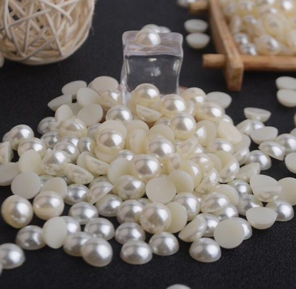 

12mm loose half pearls milky acrylic flatback pearls round shape flat back beads 300pcs, Black