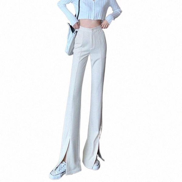 

high waist skinny long pants for women fashion korean style split stretch pencil pants 2021 new pantalon pour femme g9br#, Black;white