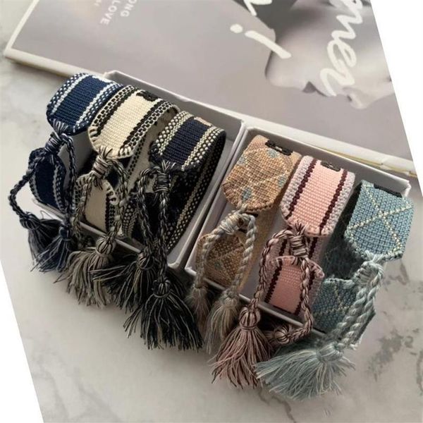 

new 2021 designer bracelets jewelry women men bracelets fashion braided tassel bangles 34 style embroidered lovers br255a, Golden;silver