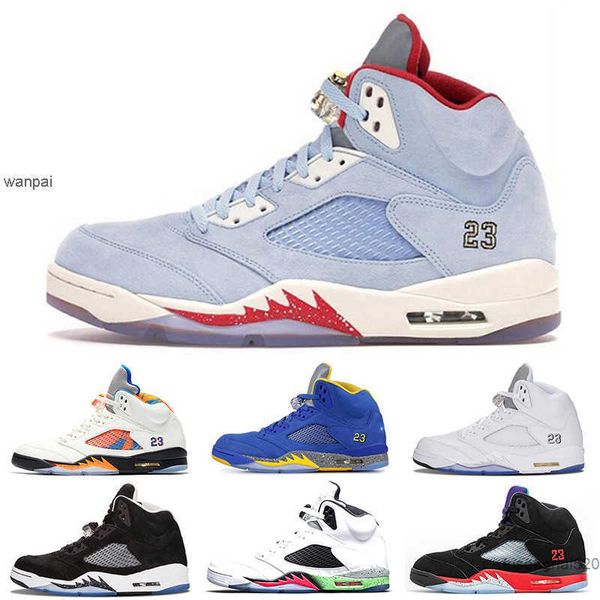 

shoes 2022 classic original 5 basketball shoes 5s men fire red alternate grape blue suede international flight laney royal metallic silver o, Black