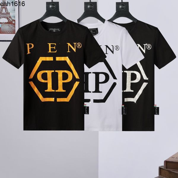

planck new fashion brand pp men short sleeve t-shirt drill letters men casual slim fit half sleeve t-shirt, White;black