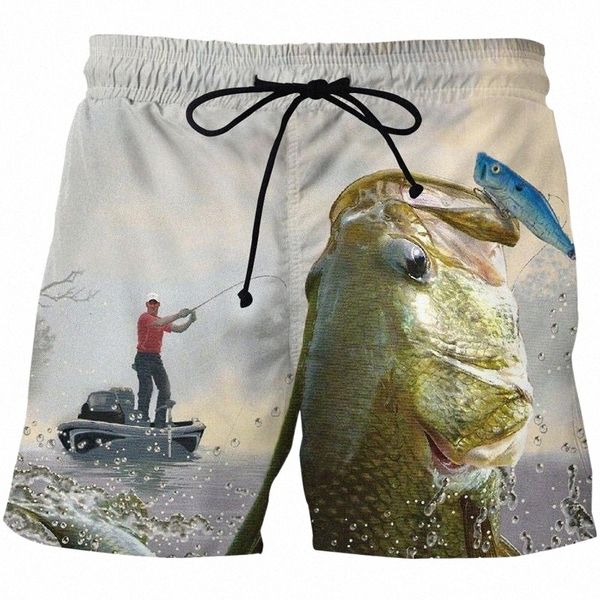

summer 3d printing fish casual men's fishing swimming shorts quick-drying beach outdoor running jogging pants p7xg#, White;black