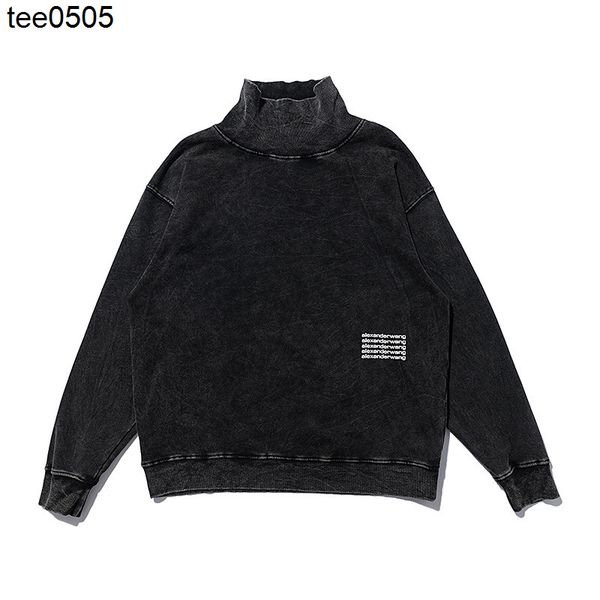 

same aw high collar sweater loose autumn and winter new casual washing sweater for men and women, Black