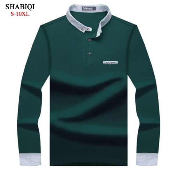 

men's polos shabiqi brand shirt polo shirt stand collar long sleeve keep warm plus size 6xl 7xl 8xl 9xl 10xl 220915, White;black