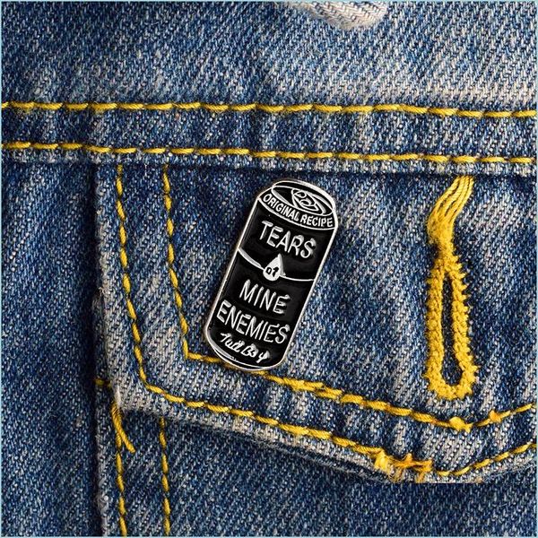 

pins brooches miss zoe tears of mine enemies black cans enamel s pins badge button pin for lapel denim pu jacket punk dar jewelshops dhi9w, Gray