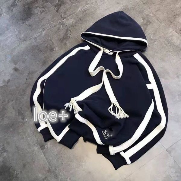 

designer loews hoodies high version 22 spring new fashion brand luo hoodie drawstring yang mi same ribbon men's and women's jimo s, Black