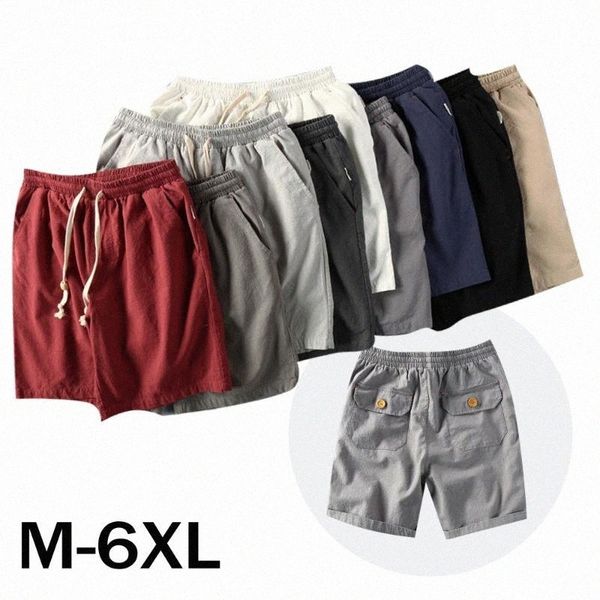 

linen men's shorts casual classic fit drawstring summer beach with elastic waist and pockets baggy cotton short 0911#, White;black