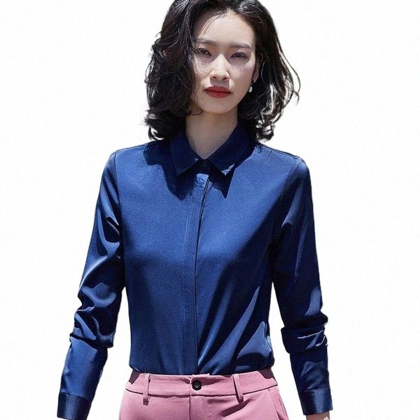 

elegant blue formal shirt women long sleeve blouses office ladies 2021 autumn slim chiffon high-end business work women's & shirts z2w, White