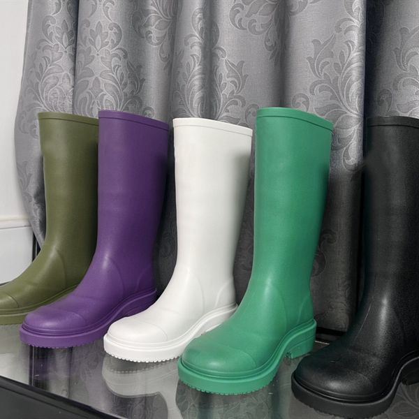 

ladies designer shoes luxury tall boots platform rubber booties waterproof rainboot fashion non-slip wear resistant outdoor women boot chunk, Black