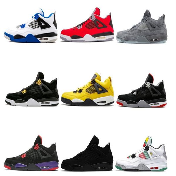 

2020 4 new basketball shoe 4s men loyal blue white cement pure black cat royalty men sports sneaker196u, Black;gray