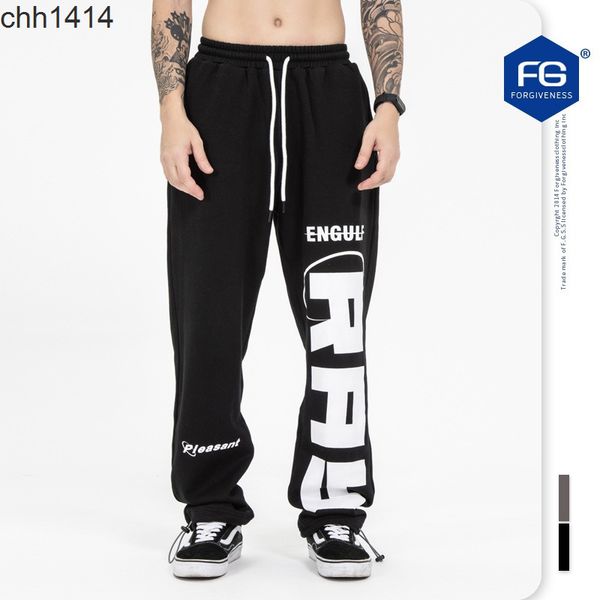 

2020 autumn and winter new national fashion large print legged drawstring casual sweatpants men's, Black